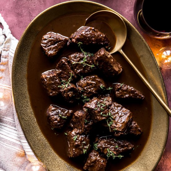 Red Wine Braised Beef Tips