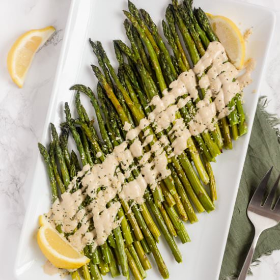 Roasted Asparagus with Lemon Tahini