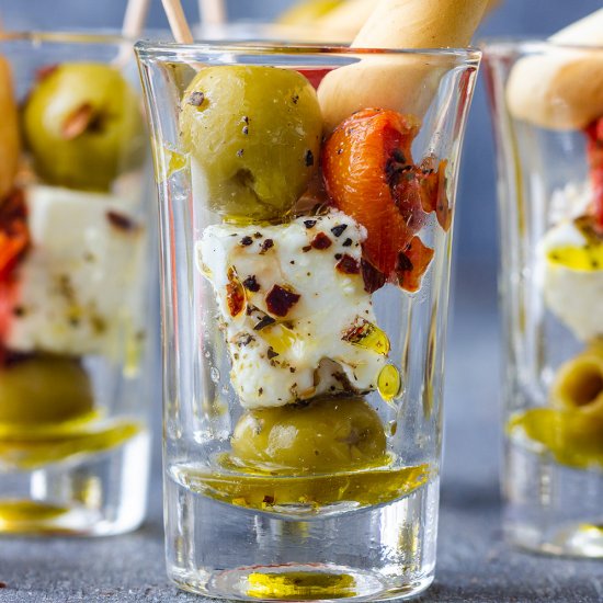 olive and feta shooters