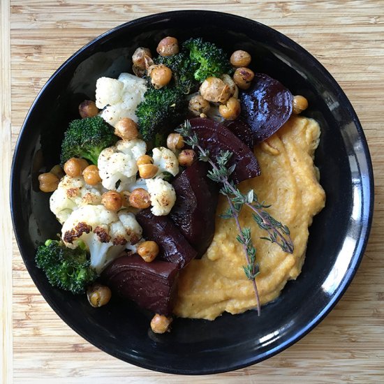 Pumpkin polenta with balsamic beets