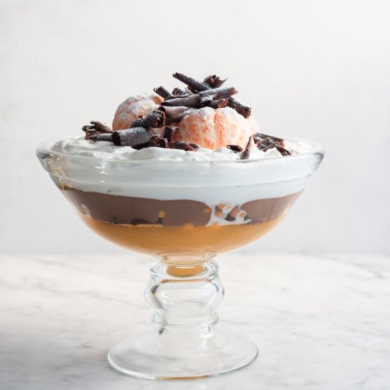 Mandarin and chocolate trifle