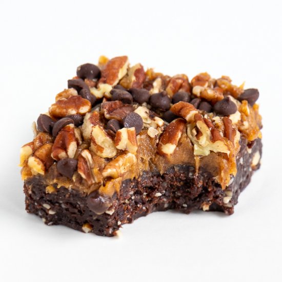 No Bake Turtle Brownies (Vegan, GF)