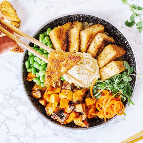 Crispy tofu buddha bowl