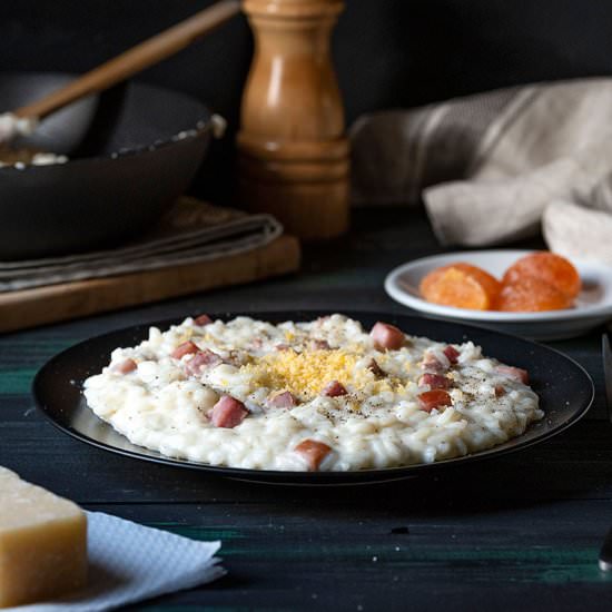 Parmesan risotto recipe with ham