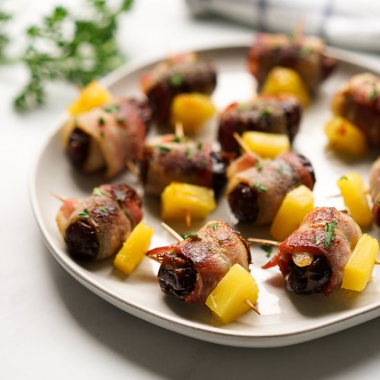 Bacon Wrapped Dates with Pineapple