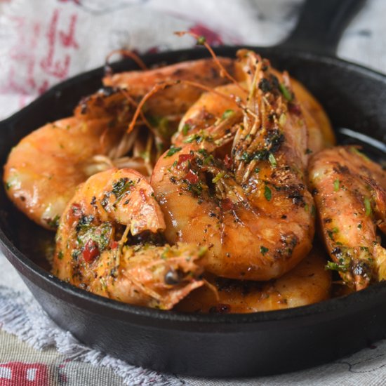 Chermoula butter prawns