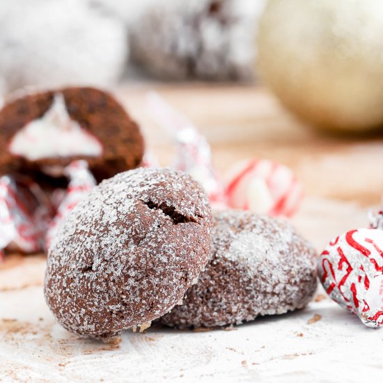 Chocolate Peppermint Kiss Cookies