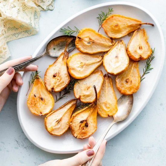 Maple Baked Pears w/ Whipped Cream