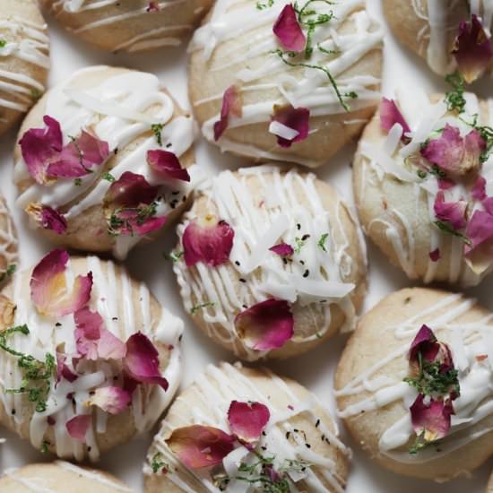 lime rose coconut shortbread