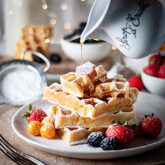 Bacon buttermilk waffles