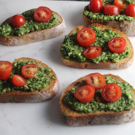 Classic Basil Pesto Crostini