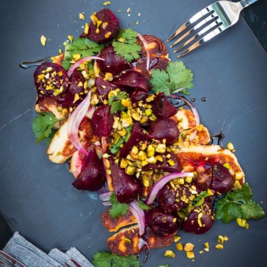 Roasted Beetroot Salad and Halloumi