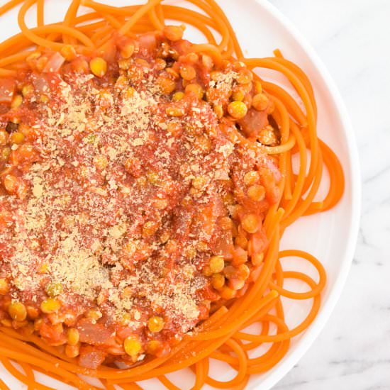 Vegan Lentil Bolognese Pasta