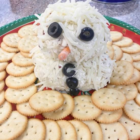 Bacon Ranch Snowman Cheese Ball