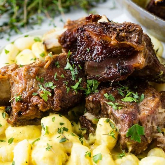 Beef Ribs with Pepper Cream Gnocchi