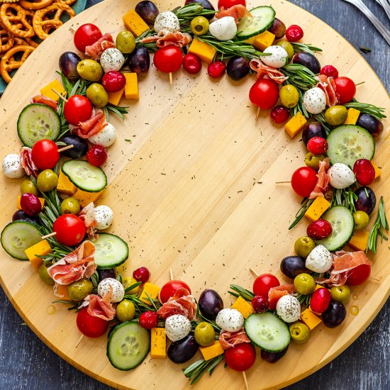 christmas wreath cheese board