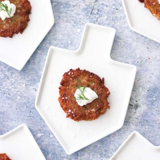 Crispy Vegan Potato Latkes (GF)