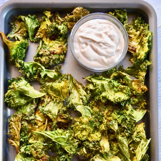 Kale Chips with Tahini Dip