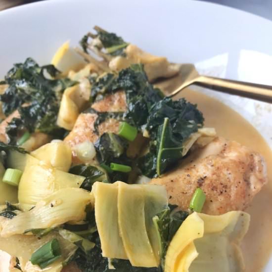 Chicken with Kale and Artichokes