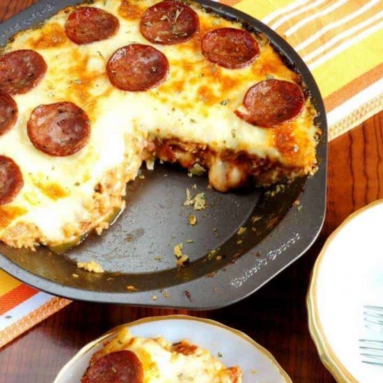 Low Carb Pizza in a Deep Dish Pan