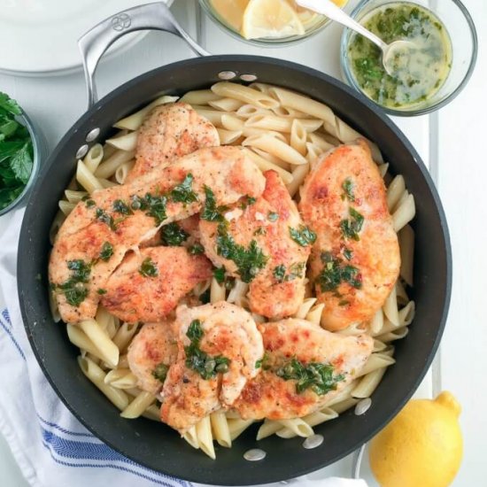 Lemon Chicken Piccata Penne Pasta