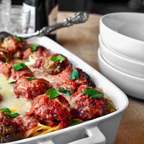 Ricotta Stuffed Meatball Bake