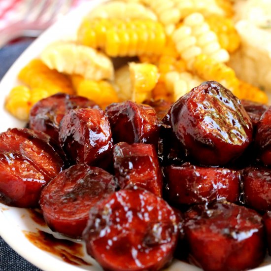 Skillet Smoked Sausage with BBQ