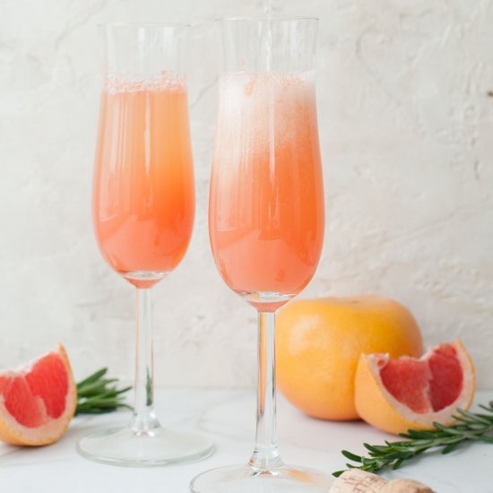 Grapefruit mimosa with rosemary