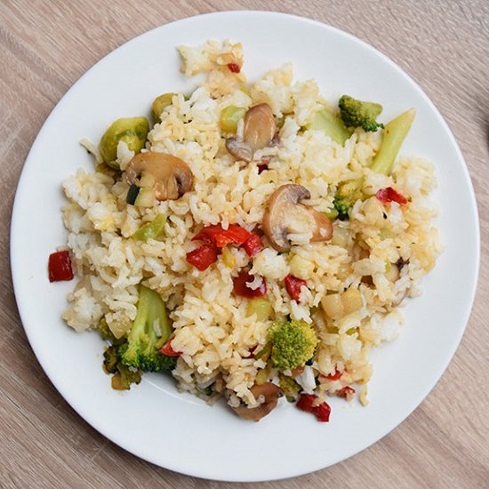 Vegetable Fried Rice With Mushrooms