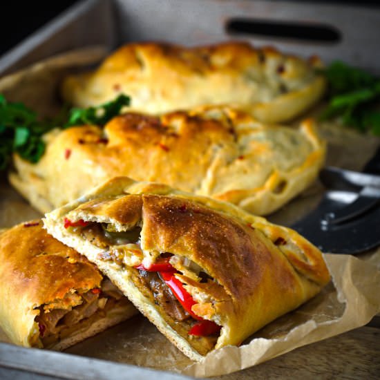 Vegan Philly Cheesesteak Calzone