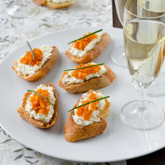 Pumpkin and Cheese Crostini