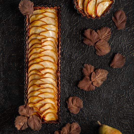 Chocolate almond pear tart