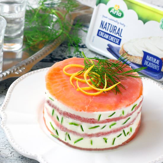 Smoked salmon millefeuille