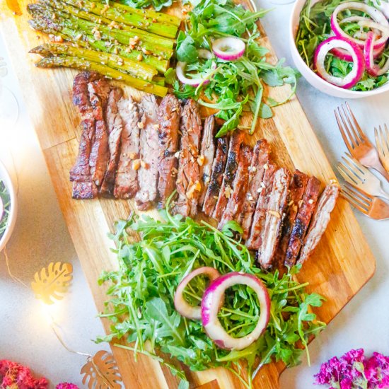 Grilled Asian Skirt Steak/Veggies