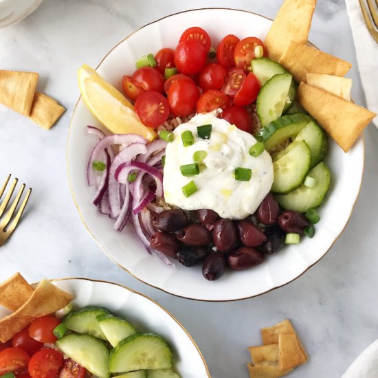 Greek Rice Bowls with Feta Spread