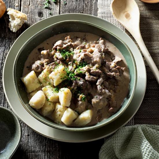 Gnocchi with Beef Stroganoff