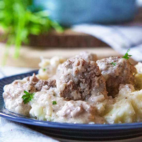 Porcupine Balls with Mushroom Sauce