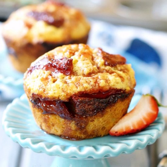 Roasted Strawberry Coconut Muffins