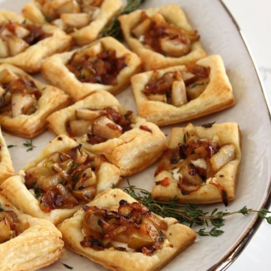 Pear Goat Cheese Puff Pastry Tarts