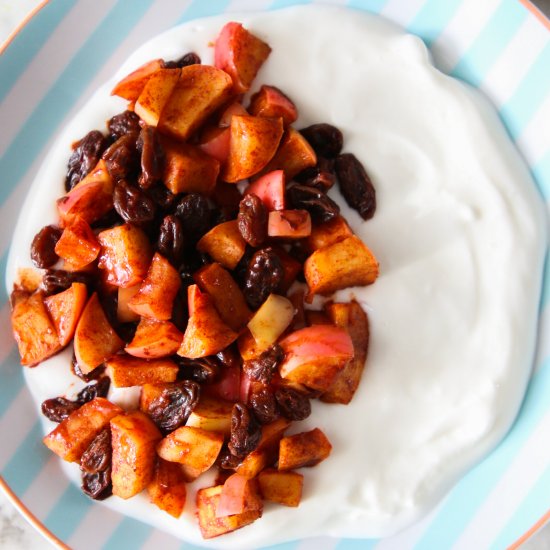 Cinnamon Apple Raisin Yogurt Bowl