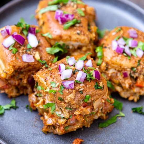 Cheesy Garlic Masala Pav Sliders