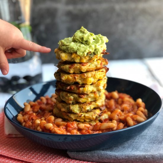 Zucchini and corn fritters [baked]