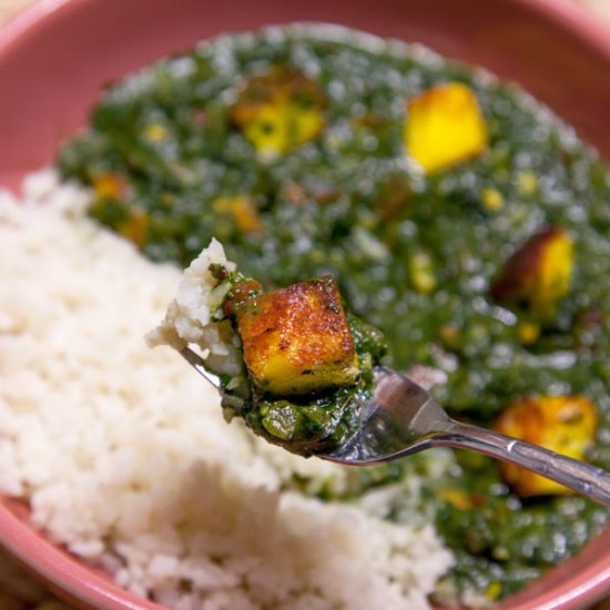 InstaPot Saag Paneer + Cauli Rice