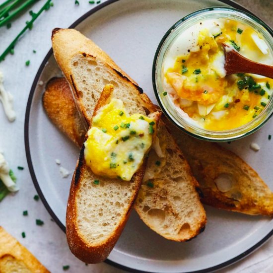 Cauliflower Mash and Eggs in a Jar