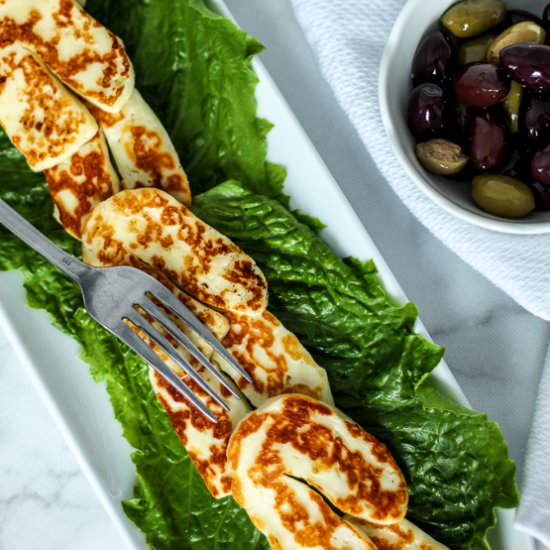 Grilled, Fried Halloumi Cheese