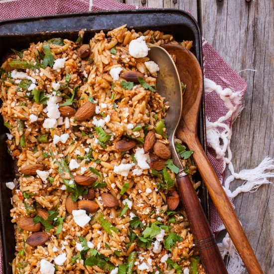 Mince orzo pasta salad