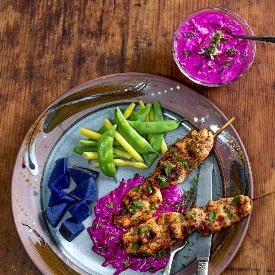 Beet Tzatziki Sauce &Spiced Chicken