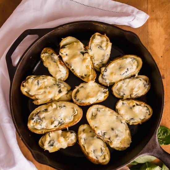 Spinach and Artichoke Potato Skins