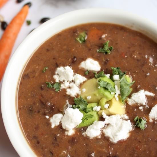 Smokey, creamy black bean soup