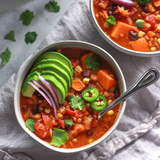 Lentil Sweet Potato Chili